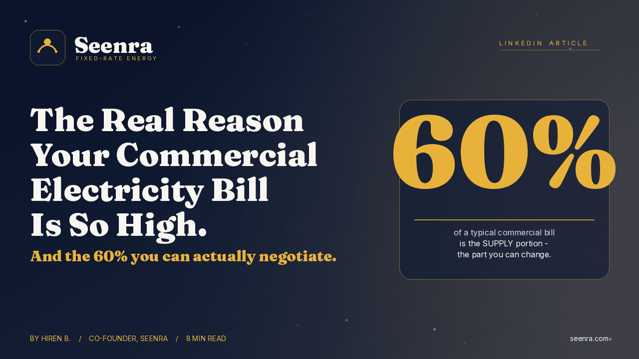 Cover image - 60 percent of a typical U.S. commercial electricity bill is the supply portion you can negotiate